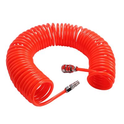 HOLIDYOYO Heavy-Duty Red PU Coiled Air Compressor Hose, Flexible Design, 25 mm Minimum Bend Radius