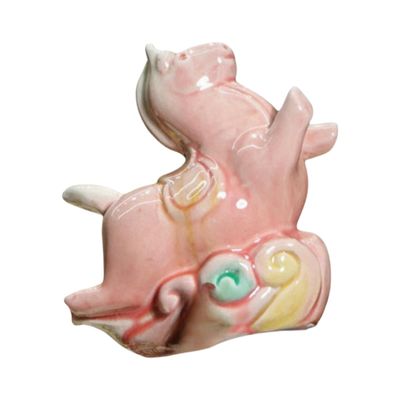 HUMOCHUSON Tang Sancai Ceramic Flying Pony Sculpture, Chinese-Style Desk Ornament, Sakura Pink