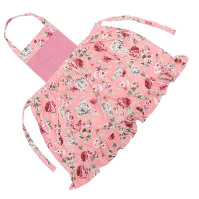 HEMOTON Women's Floral Garden Apron, Adjustable Cotton, Double Pockets, Pink