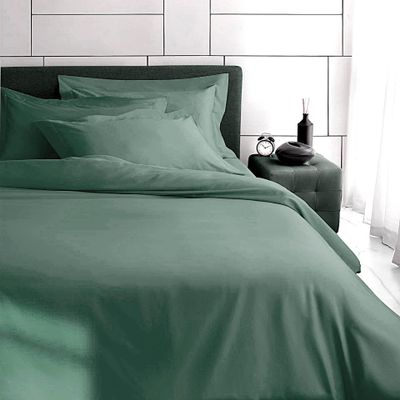Solid Cotton Sateen Bedding Set - Forest Green, 2 Pillowcases