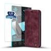 LBH Flip Case for Samsung Galaxy S25, Wine Red, with Screen Protector view 1
