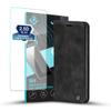 LBH Flip Case for Samsung Galaxy S25, Black, with Screen Protector, Card and Cash Compartments, Stand Function, Magnetic Closure view 1