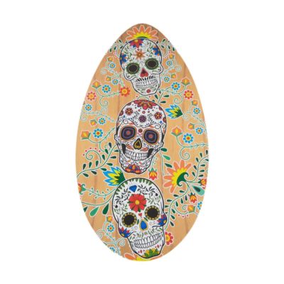 Ronyme Skeleton-Printed Wooden Skimboard, 30-Inch, Lightweight