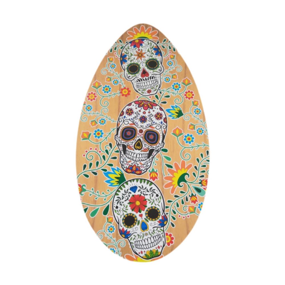 Ronyme Skeleton-Printed Wooden Skimboard, 30-Inch, Lightweight