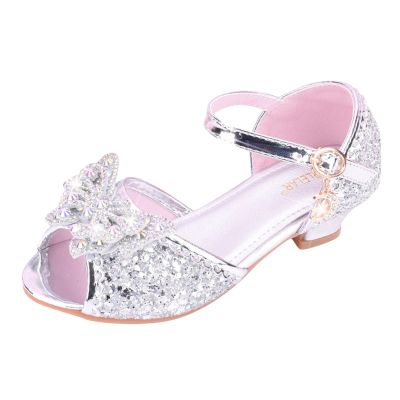 Girls' Pink Princess Shoes, Glitter Cosplay Dress Shoes, Sizes 26–37