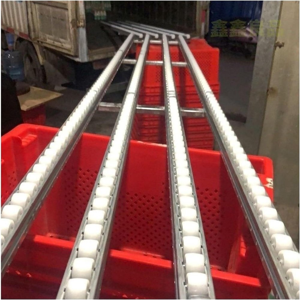 LNNW Lightweight Gravity Conveyor, Non-Powered Roller Chute, Stainless Steel Frame, ABS Rollers, Silver, 40 cm W x 250 cm L