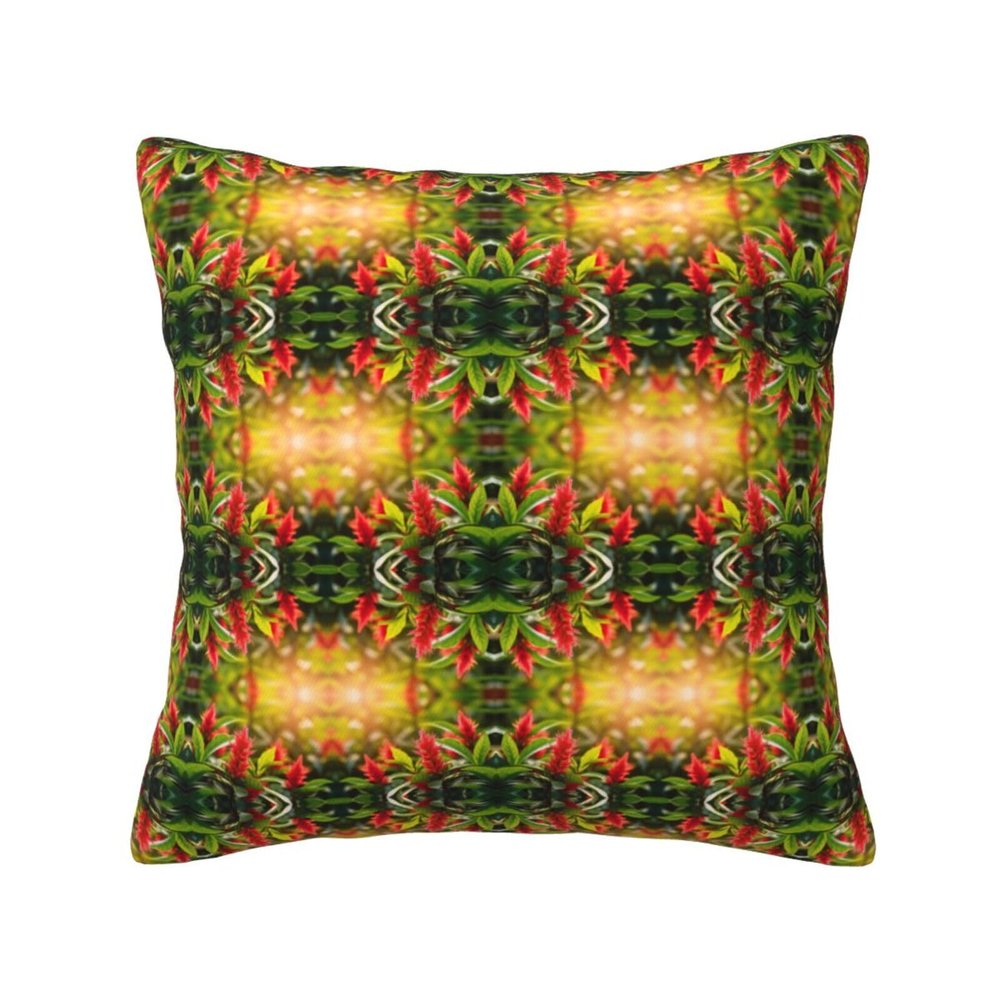 Safflower Green Leaf Home Brilliant Decorative Pillow Cover, Soft Polyester, Square, for Couch Decor