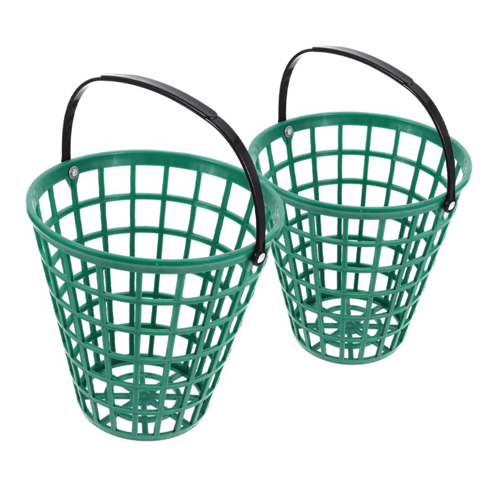 Alipis Golf Ball Holders, 2-Pack, Green Plastic, with Handle, Holds 75 Balls