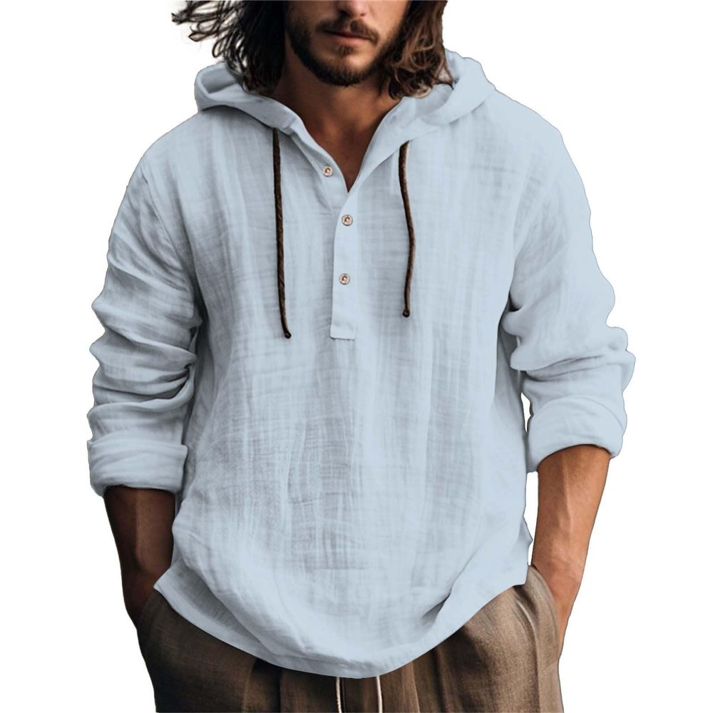 Men's Lightweight Hooded Linen Shirt