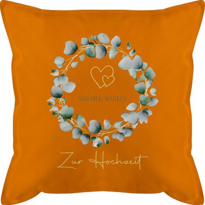 50 x 50 cm Wedding Pillow with Names, Orange