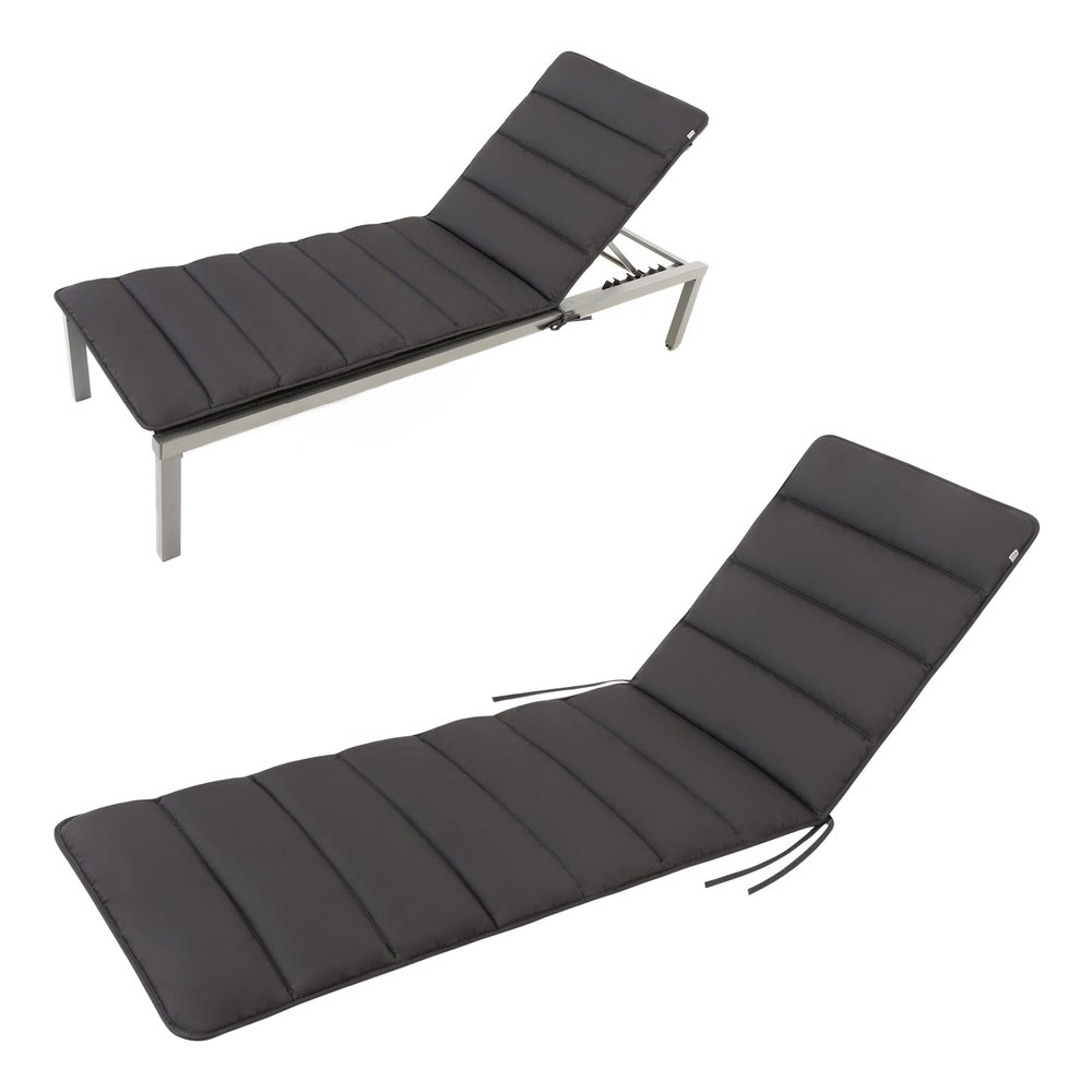 HAVE A SEAT Living Flair Sun Lounger Cushion, 200 x 70 cm – Soft, Thin, Universal, Weatherproof, Washable up to 95°C – Made in Germany (Gray/Anthracite)