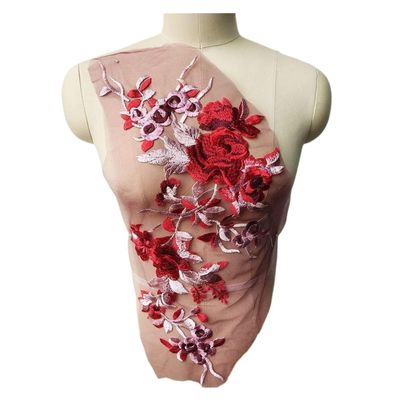 MEMEM 3D Embroidered Lace Floral Applique, Gray