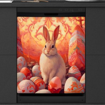 Woltant Easter Bunny Art Egg Magnetic Dishwasher Cover, 23 x 26 in