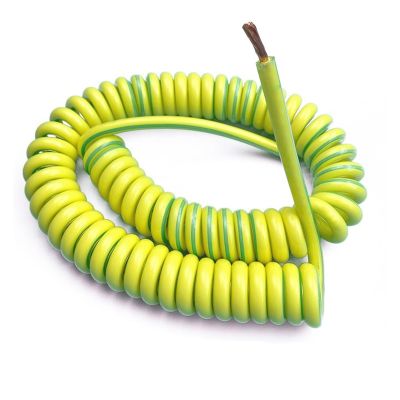Coiled Power Cable Flex Curly Spring Cord, Single-Core 20AWG 13AWG 7AWG Grounding Cable, Telescopic Copper Core Cable (Stretches 3 Meters, 9AWG 6mm²)