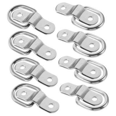VALICLUD 8-Piece Iron D-Ring Mounting Plates, Silver, for Boat Accessories and Tie-Downs