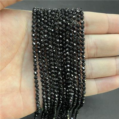 2 mm, 3.0 mm, 4.0 mm Faceted Natural Stone Beads, Pink Rose Quartz, Crystal Beads, Round Amethyst, Loose Beads for DIY Jewelry Making, Black Spinel Necklace, Approx. 180 Pieces