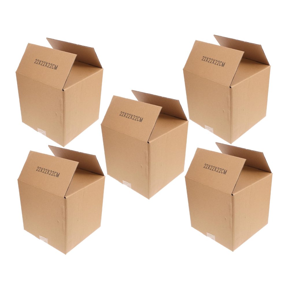 Square Brown Paper Shipping Boxes, 5-Pack for Moving