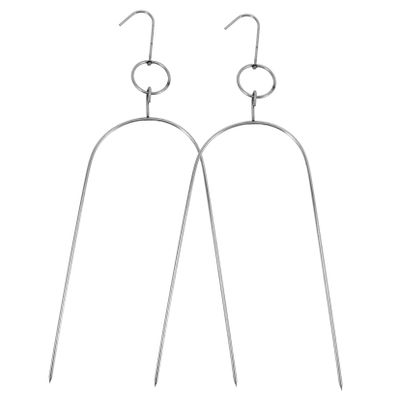 Toyvian 2-Piece Stainless Steel Hanging Grill Skewers, Multifunctional, Heat- and Cold-Resistant