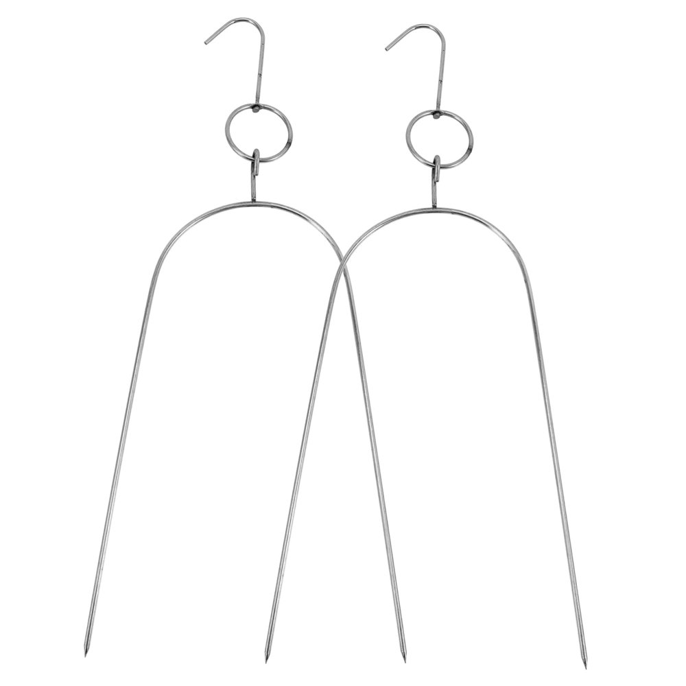 Toyvian 2-Piece Stainless Steel Hanging Grill Skewers, Multifunctional, Heat- and Cold-Resistant