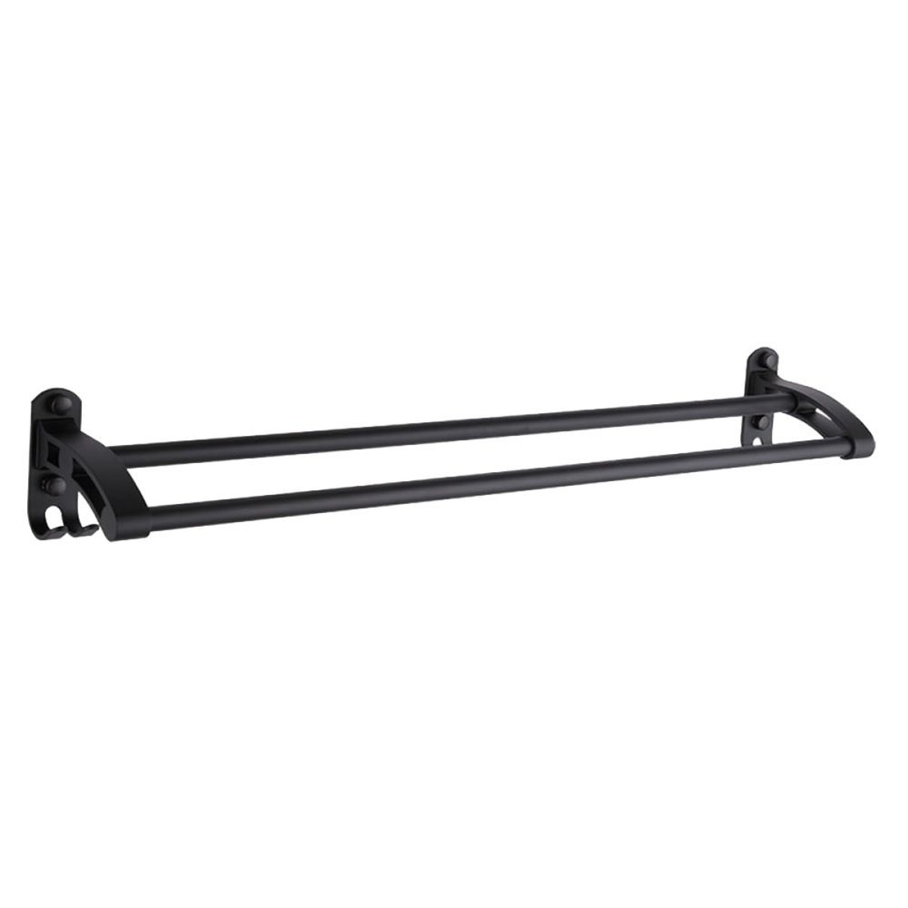 Double Black Aluminum Towel Bar for Wall Mounting