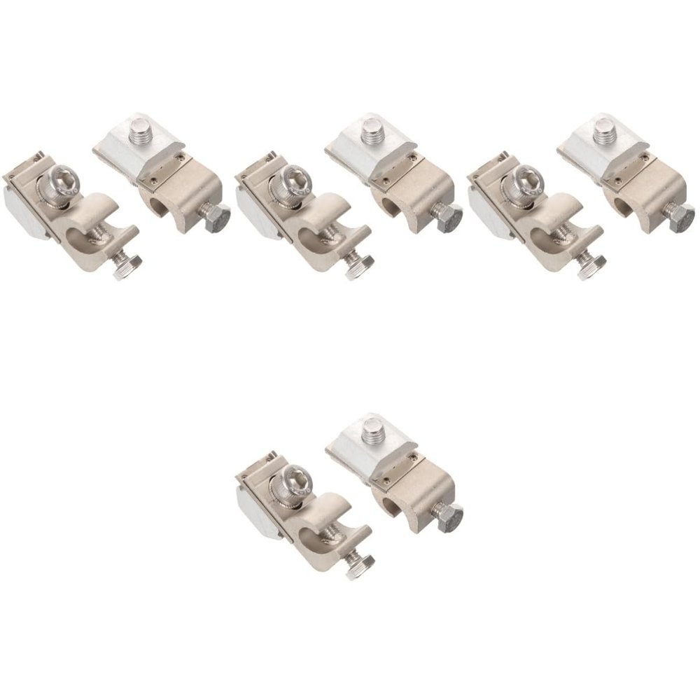 ibasenice 4 Sets Solar Panel Grounding Clamps, Silver, 2 Pieces × 4