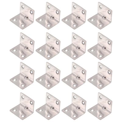 Veemoon 16-Piece Stainless Steel Angle Bracket Set, Sturdy Corner Braces for Furniture and Shelves, Stable and Easy to Install