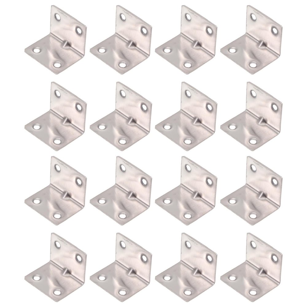 Veemoon 16-Piece Stainless Steel Angle Bracket Set, Sturdy Corner Braces for Furniture and Shelves, Stable and Easy to Install