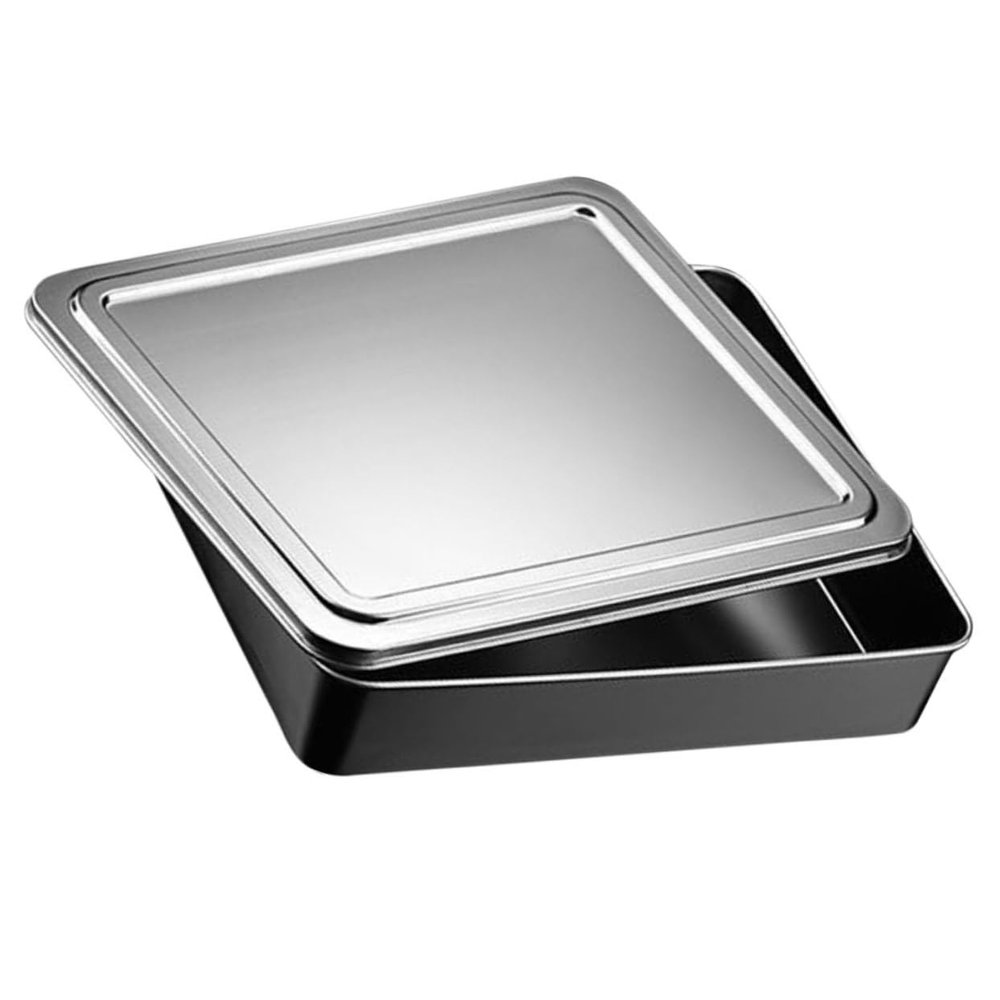 Ciieeo Stainless Steel Tiramisu Baking Pan with Lid, Rectangular, Silver