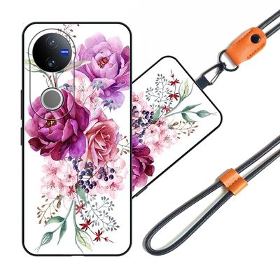 JEZSTHAI Case Compatible with Vivo V50/V50e 5G, Patterned Flexible TPU Silicone Case with Detachable Phone Chain, A02