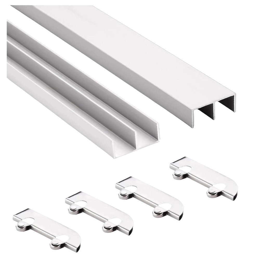 Acrylic Glass Sliding Door Track, Double Track, Aluminum Alloy, 180 cm/70.9 in