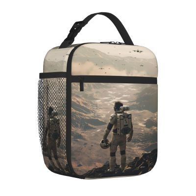 SMAZDFXX Insulated Lunch Bag with Astronaut Design, Bottle Holder and Bento Box Compartment