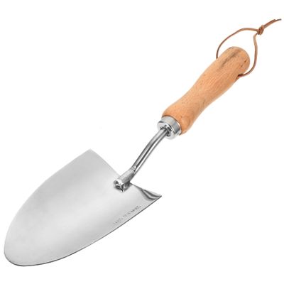 Stainless Steel Weeding Spade with Wood Handle, Silver, for Planting