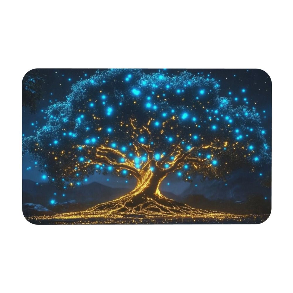Blue Fruit The Tree of Life Mat, Indoor Outdoor, 50 x 80 cm, Non-Slip, Washable