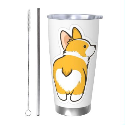 YFSGDLBN Cute Corgi Butt Printed Car Tumbler, 590 ml
