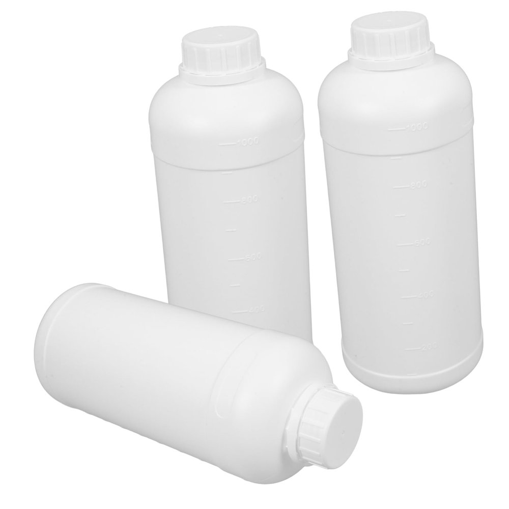 ERINGOGO 3-Piece HDPE Reagent Bottles with Screw Caps, Leakproof, White