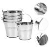 5-Piece Set of Vintage Silver Iron Plant Pots with Handles view 4