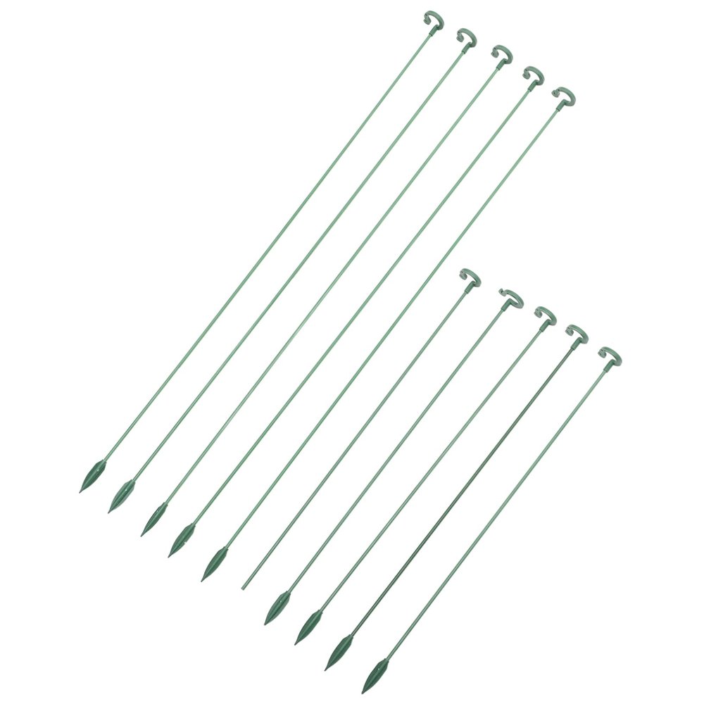DECOMELODY Green Plant Supports, Lightweight and Durable Iron, 10-Pack, Sturdy Flower Support Stakes for Potted Plants, Garden and Indoor Use