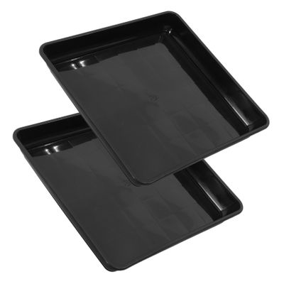 Parliky Square Plant Saucers, 36.5 cm, 2-Pack, PP Plastic, Weather-Resistant
