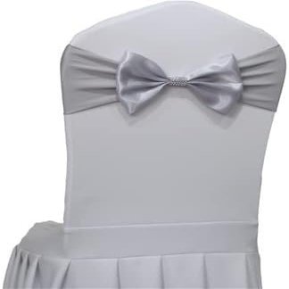 GPDNBIEU Chair Sashes with Satin Bows, Gray, 50-Pack