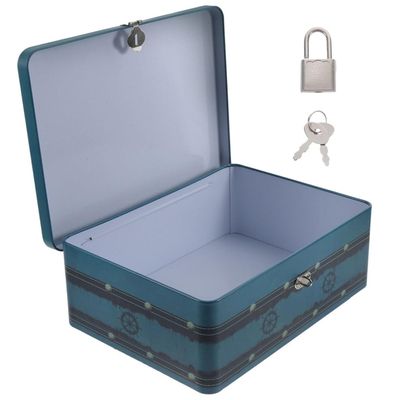 Happyyami Small Lockable Tin Storage Box