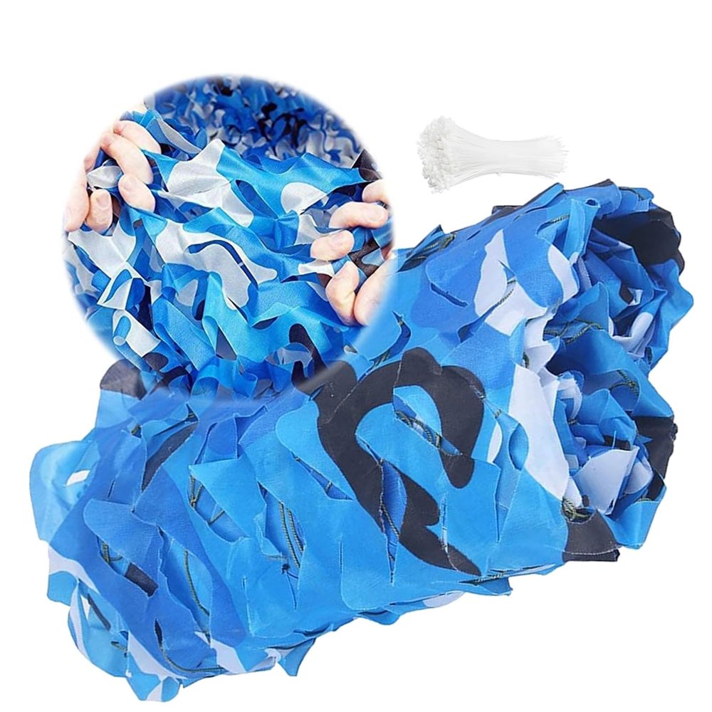 Blue Camouflage Sunshade Net for Hunting, Camping and Decoration, 1 x 5 m