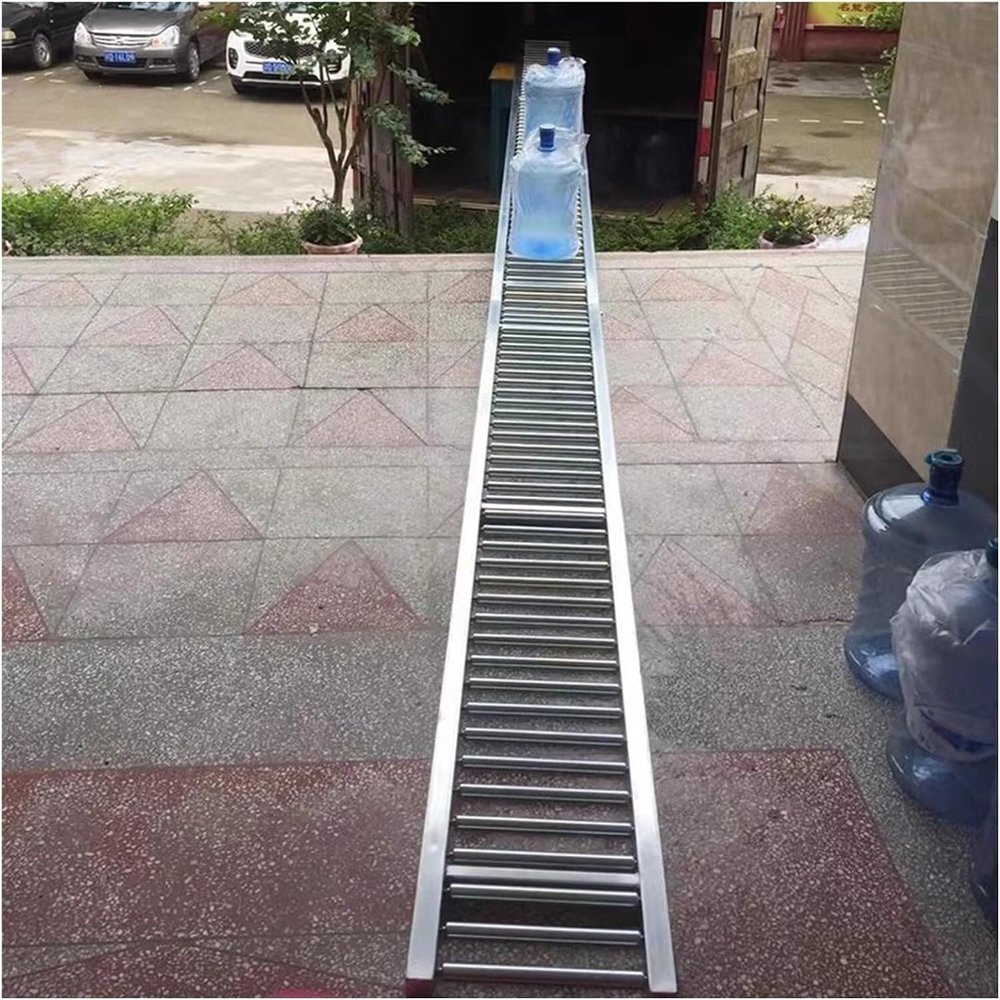 Light-Duty Conveyor with Unpowered Roller Guides, Galvanized Steel Rollers, Silver, 30 x 100 cm