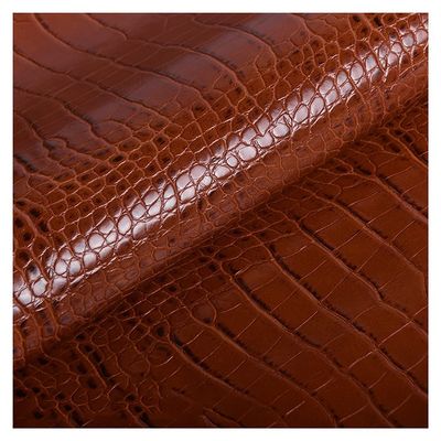 Crocodile-Pattern Faux Leather Fabric, 138 cm Wide x 2 m, PU Upholstery Fabric, Copper Brown