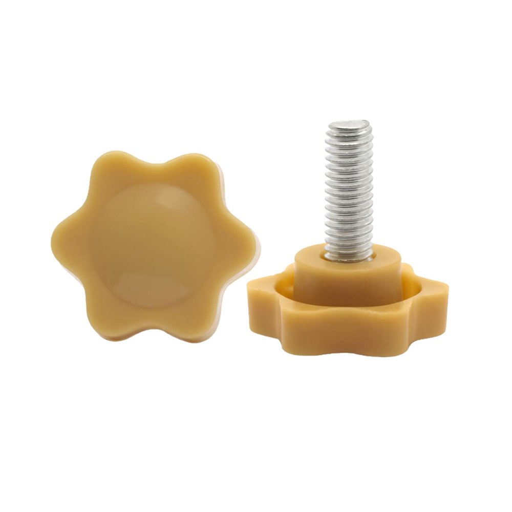 Threaded Knurled Nuts, 35 Pieces, M4/M5/M6/M8/M10, White/Yellow, Star-Shaped Plastic Knurled Screws for Hand Tightening (Yellow, M8, D38 mm × L35 mm, 3 pcs)
