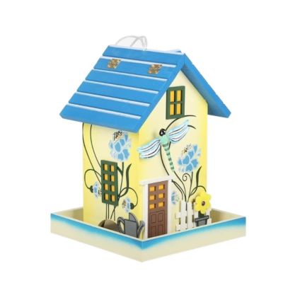 GOOPEEG Wooden Bird Feeder for Outdoor Areas, Yards, and Gardens (B)