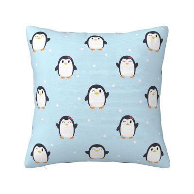 Ser Penguin and Snow Printed Decorative Polyester Pillow Cover, 20 x 20 in