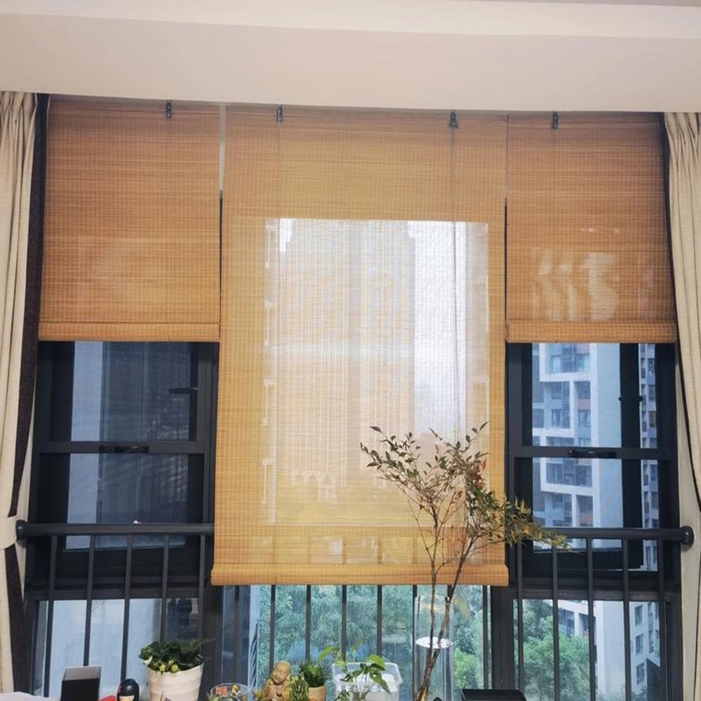 Enrouleur Roll'Up Bamboo Window Blind, No-Drill, Sun and Privacy Protection, Customizable