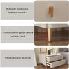 Wood Nightstand with Drawers, Faux Marble Top and PU Leather Accents view 4