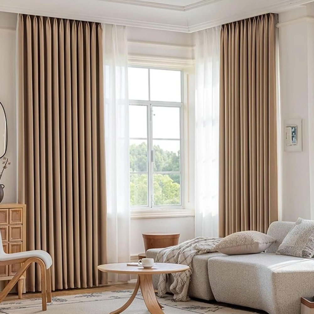 Homxi Blackout Curtains, 2 Panels, 52W x 45H in, Solid Coffee