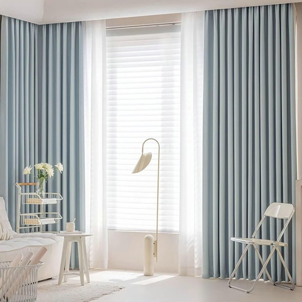 Homxi Modern Blackout Curtains, 2 Panels, Blue, 96 W x 214 H cm